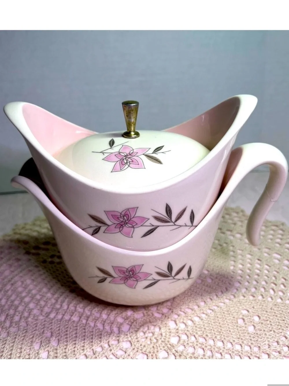 Charming Taylor Smith Taylor Rose Sachet Pink Flowers Creamer and Sugar Bowl